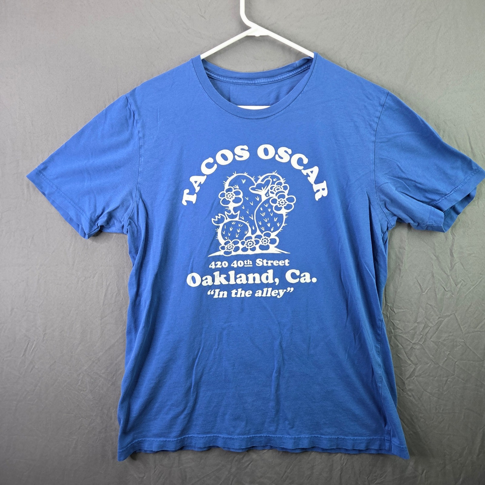 Tacos Oscar Oakland Graphic T-Shirt Mens Xl Blue Good Condition Cactus Alley
